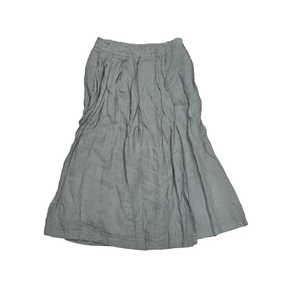 Zara Olive 100% linen Green Y2K Wrap wide leg crop Pants Medium A004758